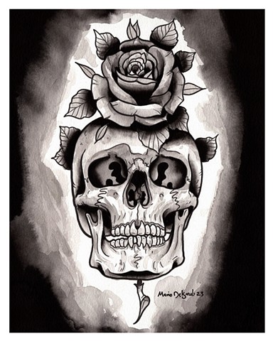 Skull Rose Black and Gray