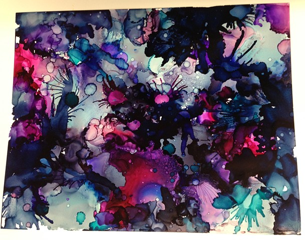 Purple, contemporary art, abstract art, water, watercolor, ink.