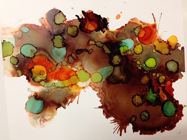 Water, ink, watercolor, contemporary art, abstract art.