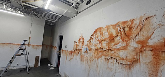 Horse Puppet and Wall Mural, Pre-Occupied, Exhibit By Scotty Hensler with Collaboration from Mallory Prucha