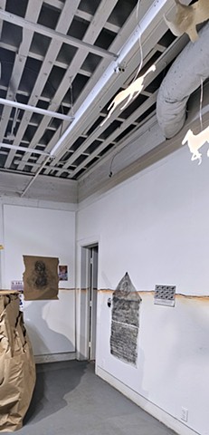 Horse Puppet and Wall Mural, Pre-Occupied, Exhibit By Scotty Hensler with Collaboration from Mallory Prucha