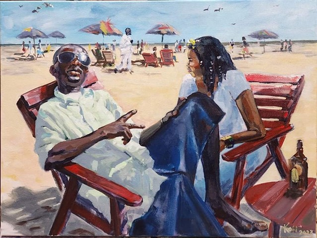 "Beach" 18x24 acrylics on canvas