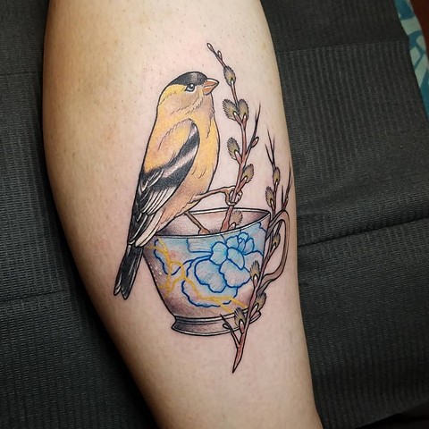 gold finch and kintsugi