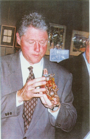 Bill Clinton, clay whistle, pottery occarina 