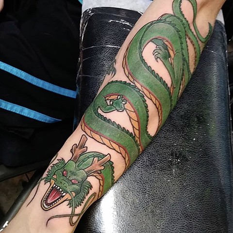 Shenron, shenron tattoo, dragon ball tattoo, dragon, dragon tattoo, forearm tattoos, Kissimmee tattoo shop, tattoo shop, tattooing, anime tattoos