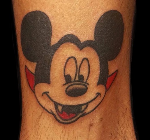 Mickey Mouse vampire Not so scary Halloween Disney tradtional tattoo