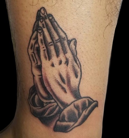 Traditional style Praying hands in black and grey