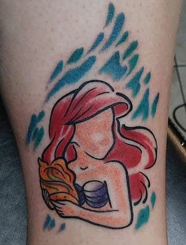 Ariel, Ariel tattoo, Disney tattoo, watercolor tattoo, watercolor, mermaid tattoo, Kissimmee, Kissimmee tattoo shop
