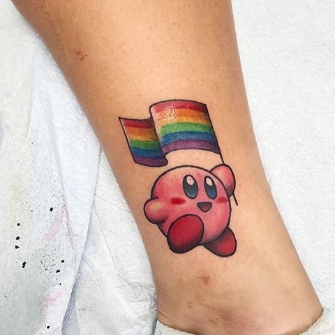 Tattoos, tattooing, tattooshop, Kissimmee tattooshop, video game tattoos, Kirby, Kirby tattoo