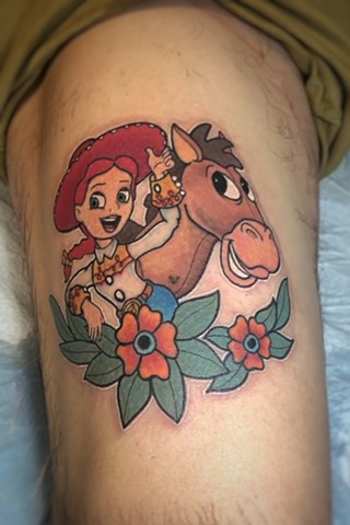 Toy Story tattoo, Disney tattoo, tattooshop near disney, Kissimmee tattooshop, Jessie from Toy Story, 