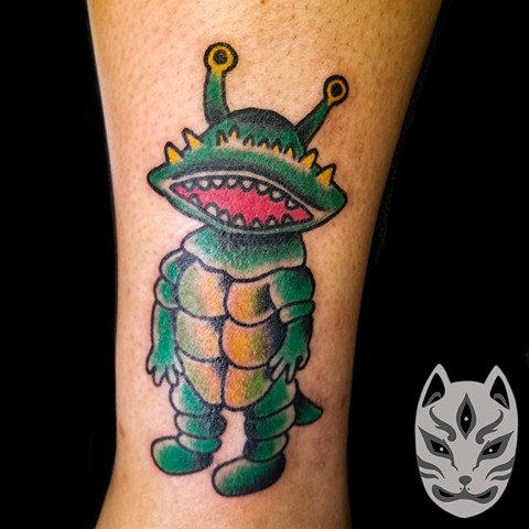 Kanegon from Ultraman tattoo in traditional Style