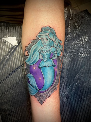 Little mermaid tattoo, Kissimmee tattooshop, tattooshops near disney, disney tattoos