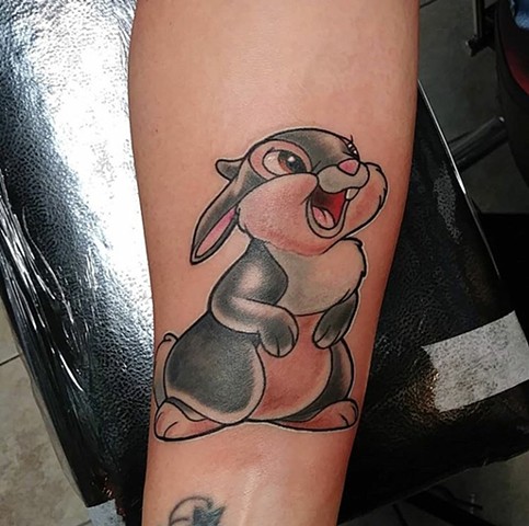 Thumper, thumper tattoo, Disney tattoo, Disney characters, rabbit, rabbit tattoo, Kissimmee tattoo shop, tattoo shop, Kissimmee, tattooing, cute tattoos