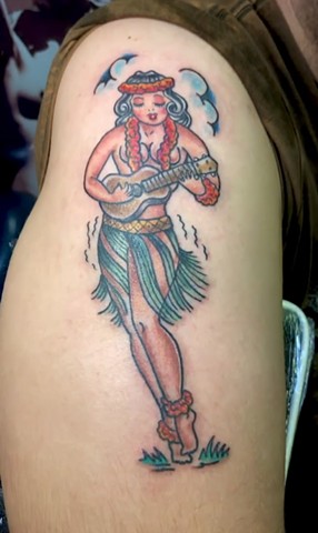 Traditional tattoo Sailor Jerry tattoo flash by Tahiti Gil of Copper Fox Tattoo in Kissimmee Florida Best tattoo shop near me