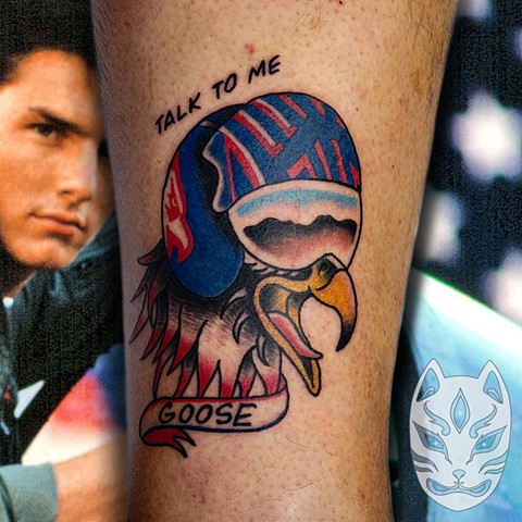 Maverick Eagle from Top Gun movie by Gina Matuo of Copper Fox Tattoo in Kissimmee Florida 