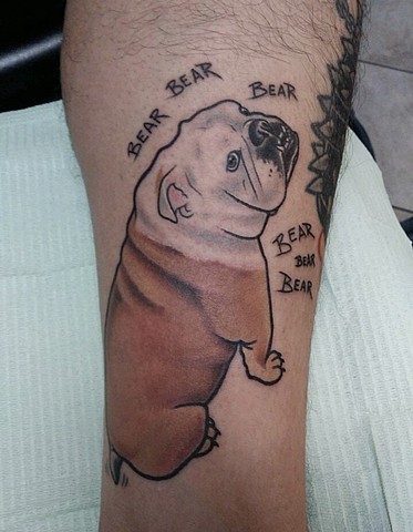 Bulldog, English bulldog, English bulldog tattoo, bulldog tattoo, tattooing, tattoo shop, Kissimmee, Kissimmee tattoo shop, 