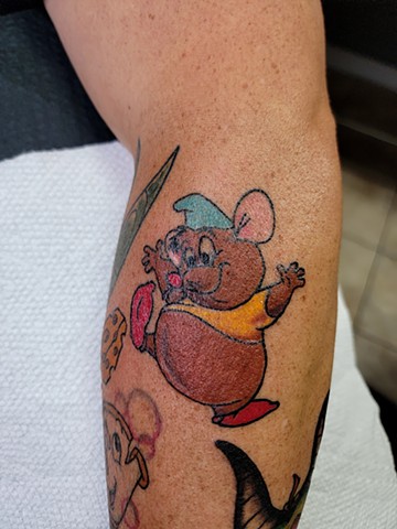 Gus Gus from Disney's Cinderella by Gina Matsuo of Copper Fox Tattoo in Kissimmee Florida best tattoo shop near me