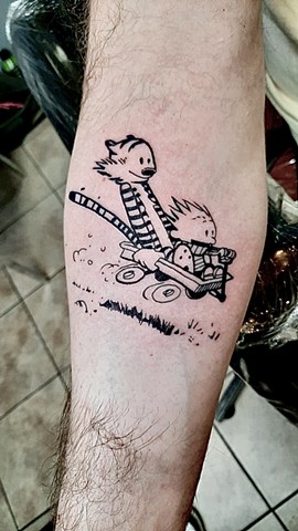 Tattoos, tattoo shop, tattooing, Calvin and Hobbes, Calvin and Hobbes tattoo, tattooshops near disney, Kissimmee tattooshop 