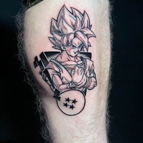 Goku, goku tattoo, anime tattoos, tattoos, tattooing, tattooshop, Kissimmee tattooshop, anime tattoos