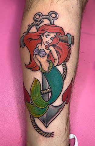 Ariel tattoo, little mermaid tattoo, Disney tattoo, tattooshop near disney, Kissimmee tattooshop, 