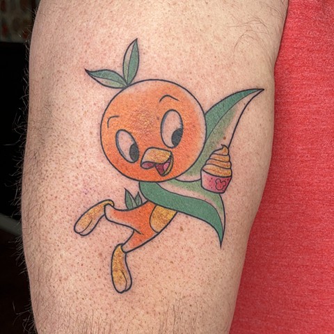 Orange bird tattoo, tattoos, tattooshop near disney, Kissimmee tattooshop, tattooing, 