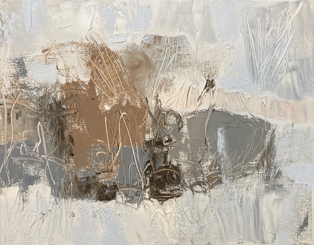 winter wood set, oil on canvas, 2021