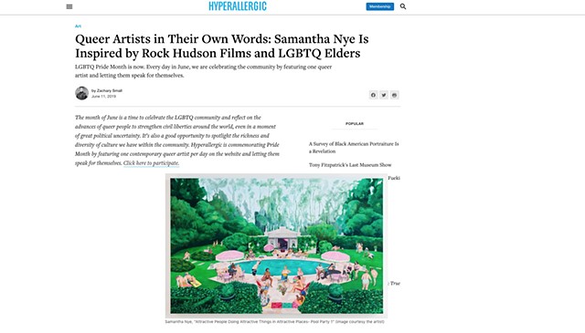 Queer Artists In Their Own Words: Samantha Nye Is Inspired by Rock Hudson Films and LGBTQ Elders-  HYPERALLERGIC