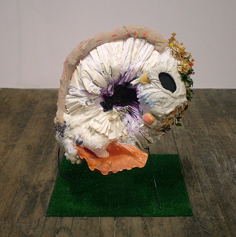 wreath, mixed media, found objects, Lauren Carter, sculpture