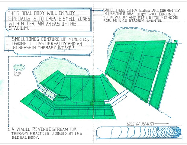 The Stadium and the Global Body (artist book, pages 7-8)