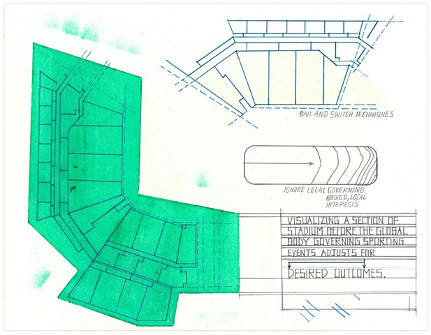 Visualizing a section of stadium before the global body governing sporting events adjusts for desired outcomes