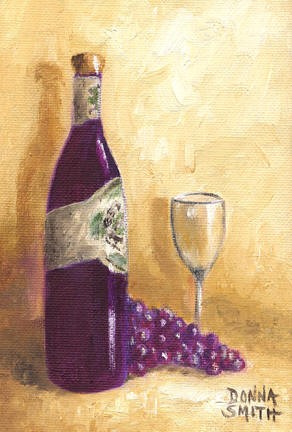 "Jessie (Mom), in Memory of" (was named 'Bottle, Grapes & Glass') - prints - a gift for Sher & Tom, Jo & Dave, Tiff, and Tammie