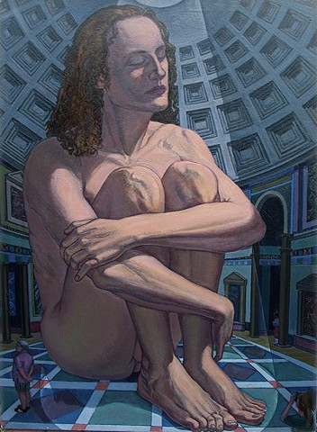 painting of giant figure in Rome's Pantheon by Margaret McCann