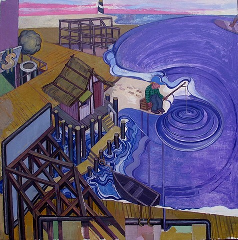  painting of cityscape (Atlantic City boardwalk) by Margaret McCann