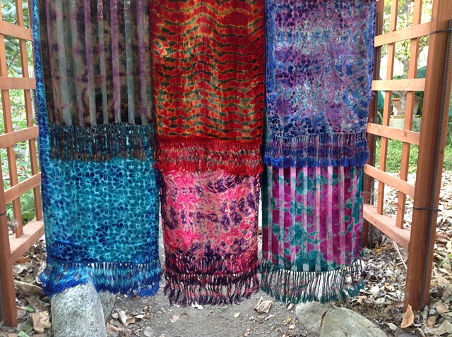 Tie-Dye Silk Cut Velvet Scarves