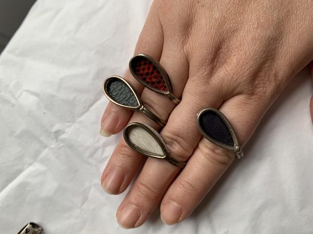 Leather & Silver Drop Rings