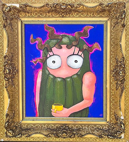 "in a pickle with a cup of hope"self portrait