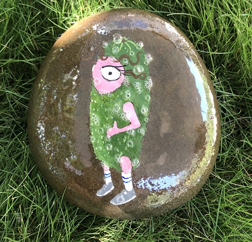 in a pickle on a rock