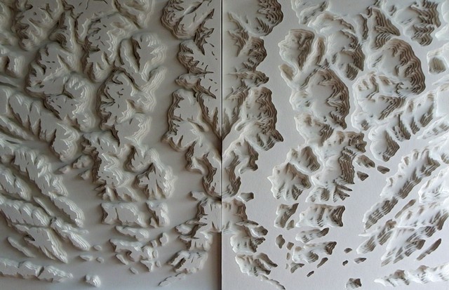 Hand cut layered paper sculpture