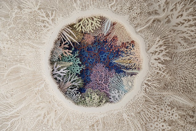 Paper sculpture inspired by the beauty of the coral reef