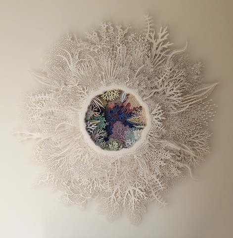 Paper sculpture inspired by the beauty of the coral reef