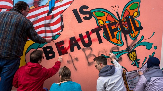 Restoring vandalized "Immigration is Beautiful" mural in Wichita KS