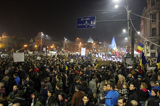 Historic Protests in Bucharest, Romania.