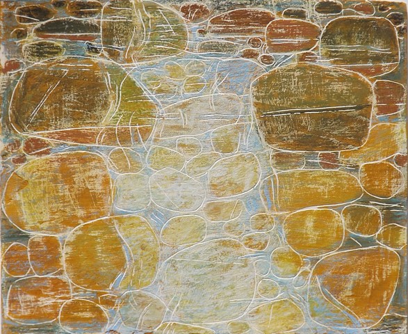  small artworks, abstract painting, mixed medium, modern art, pebbles,riverbeds, streambeds