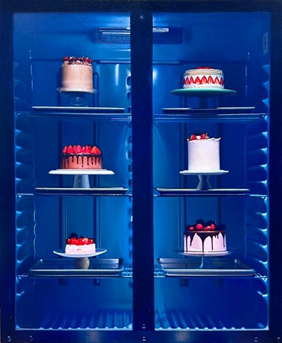 Stainless Steel Fridge with Strawberry Cakes