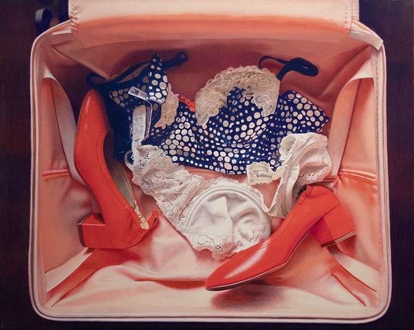 Suitcase with Red Heels