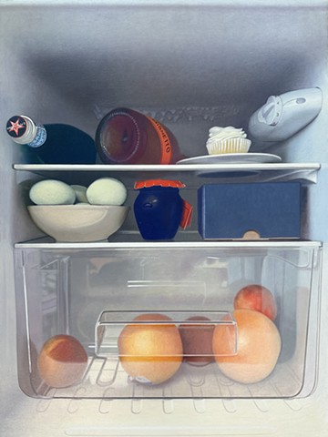 Fridge Interior with a Cupcake