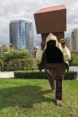 Mike Wsol's sculpture Laborer installed at the Grand Rapids Public Museum for ArtPrize 9
