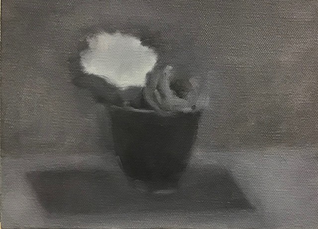Flowers in a cup. Grisaile