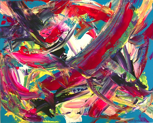 art, painting, acrylic, abstract, modern, contemporary, blue, pink, magenta, bold