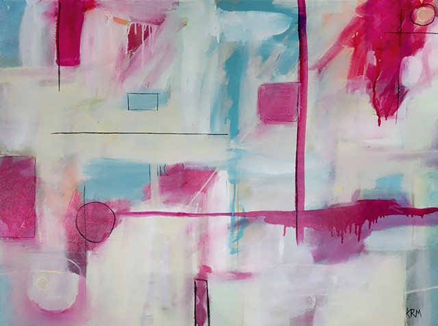 pink abstract painting, interior design, large painting, abstract painting, wyoming artist, kelsey mcdonnell, pink painting
